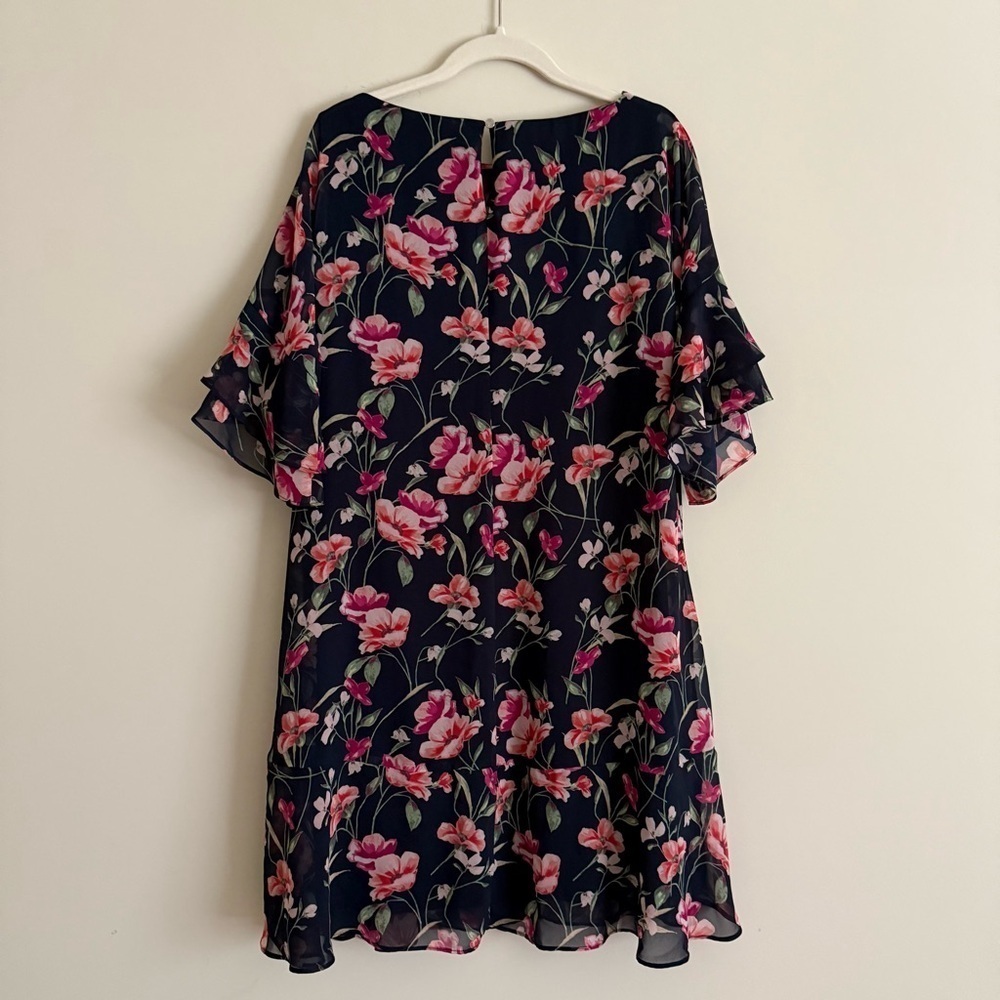 Lauren Ralph Lauren Floral Print Ruffle Dress – Navy and Pink Womens Size 12 - Picture 6 of 14
